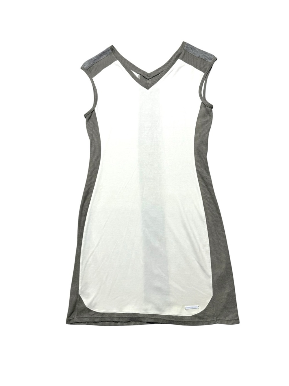Blanc Noir White and Gray Sleeveless Mini Dress Women’s Medium